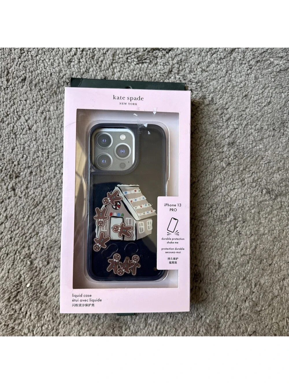 Kate Spade Gingerbread house iPhone 13  Pro Liquid case Gift New in Box $55 New